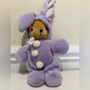 EUC Vintage 90’s Teddy Bear wearing Bunny Suit 12” tall no stains smokefree home